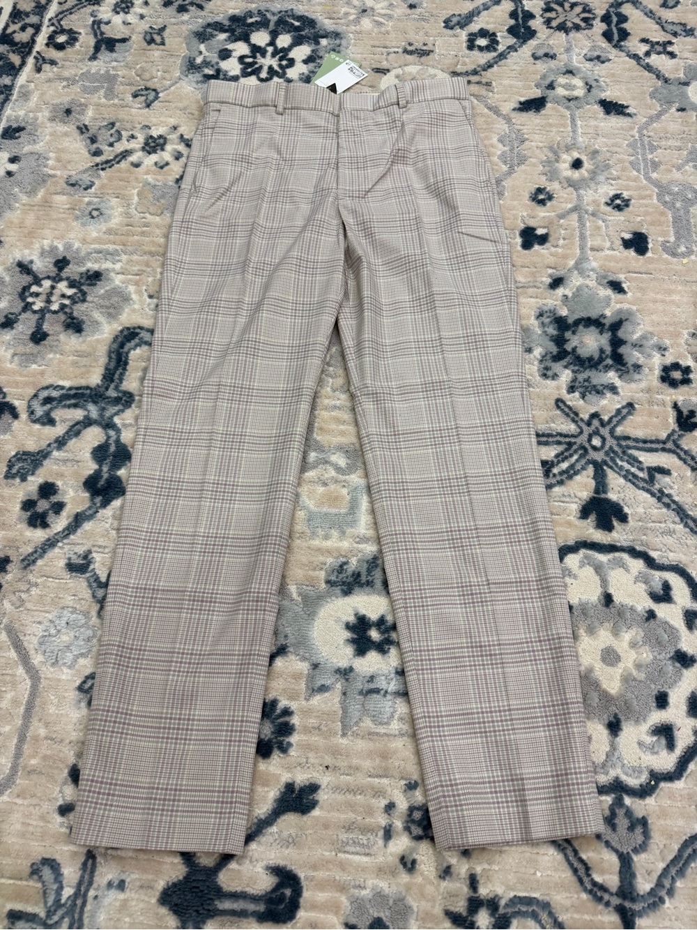 H&M Men's Plaid Dress Pants in Beige Size 31 NWT
